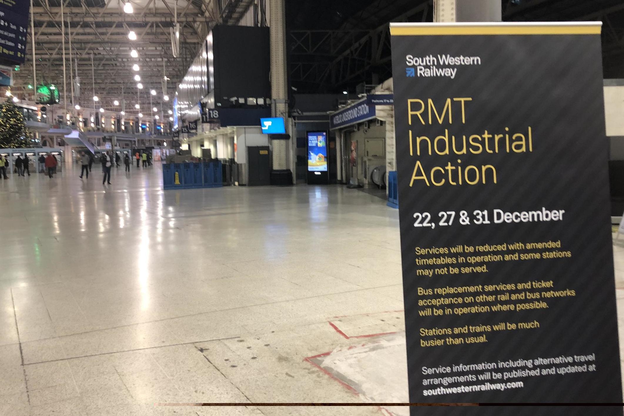 Stoppage time: members of the RMT union employed by South Western Railway will strike for the final time in 2018 on New Year's Eve