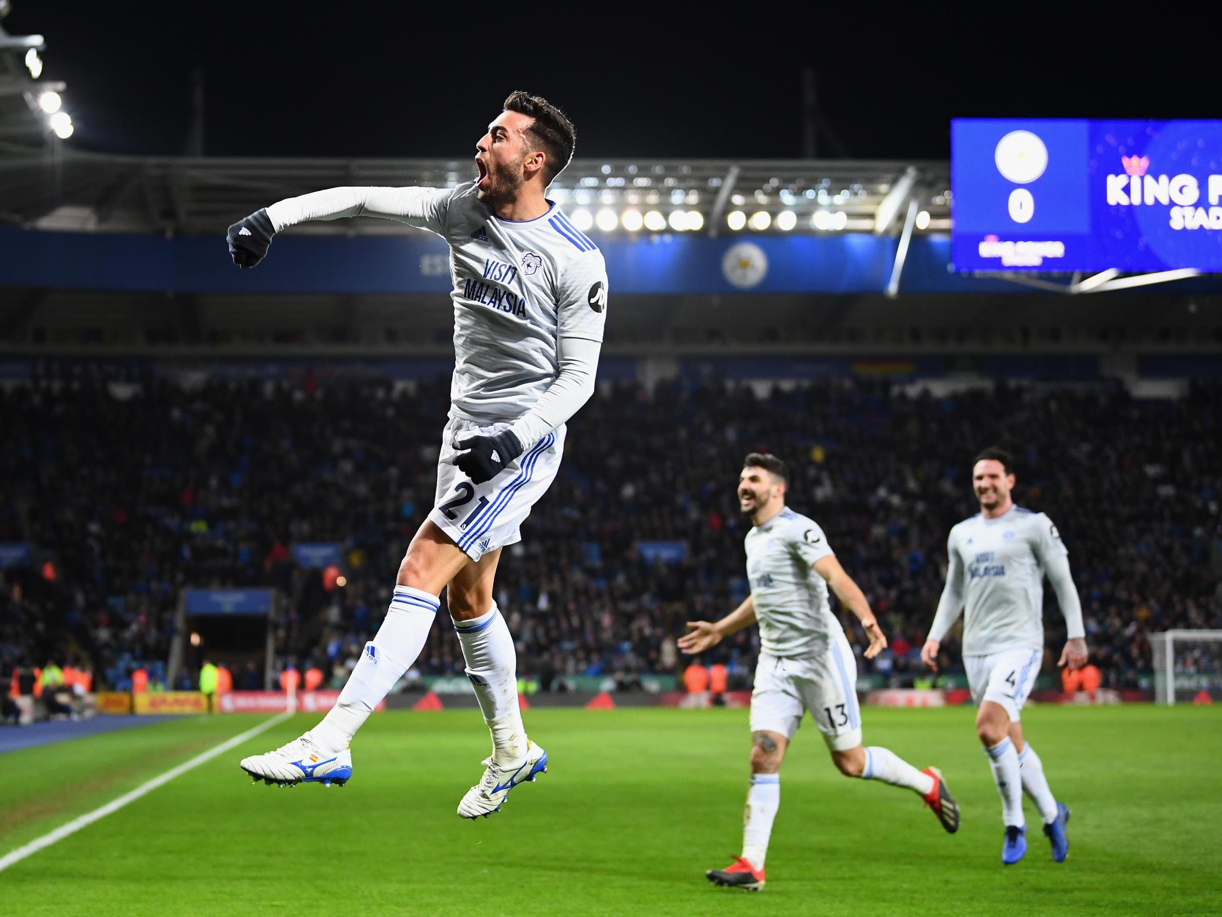 Victor Camarasa celebrates his stunning late strike