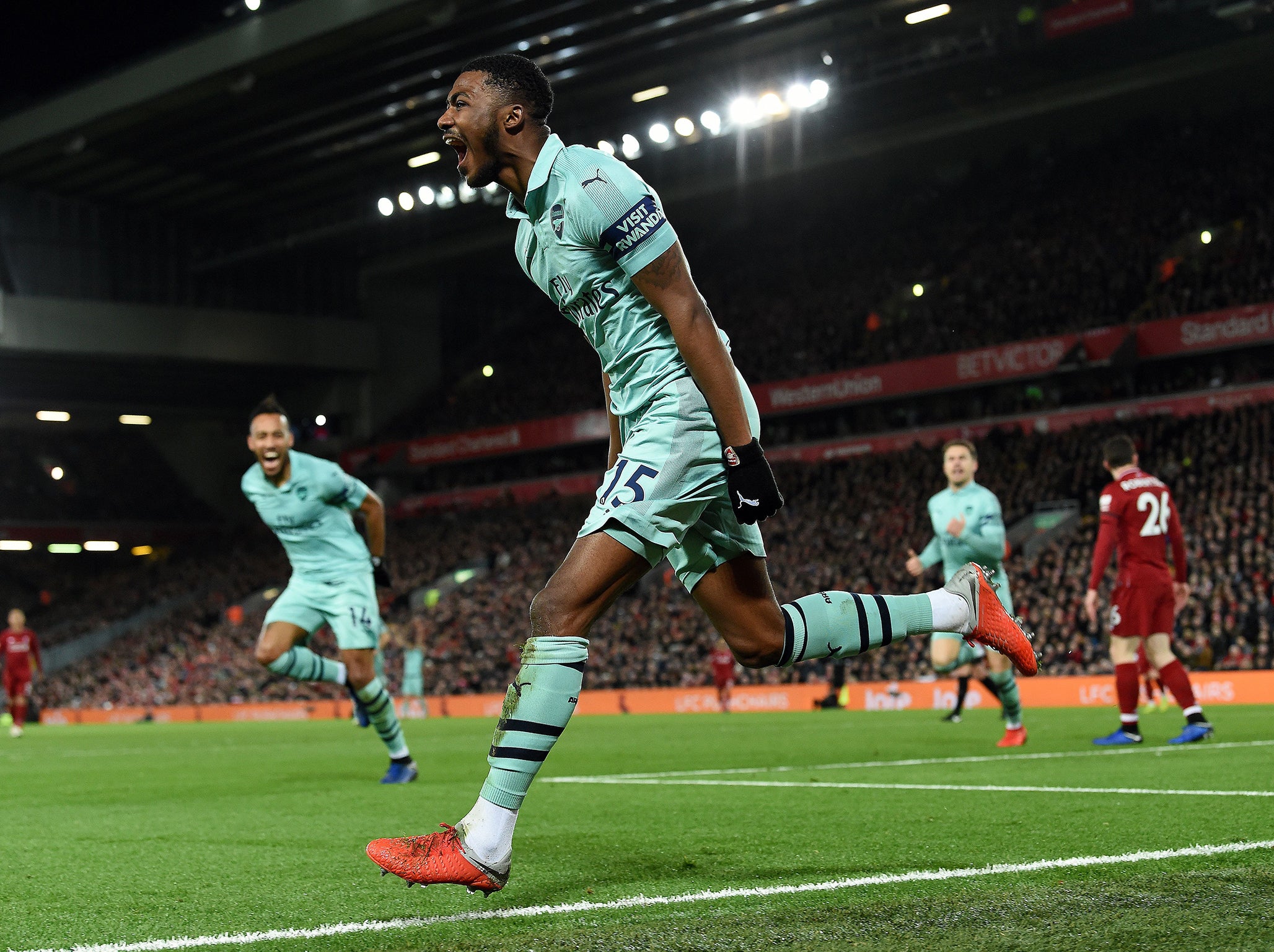 Ainsley Maitland-Niles scored his first goal for Arsenal against Liverpool
