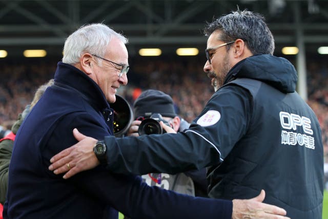 Fulham manager Claudio Ranieri and Huddersfield Town manager David Wagner shake hands