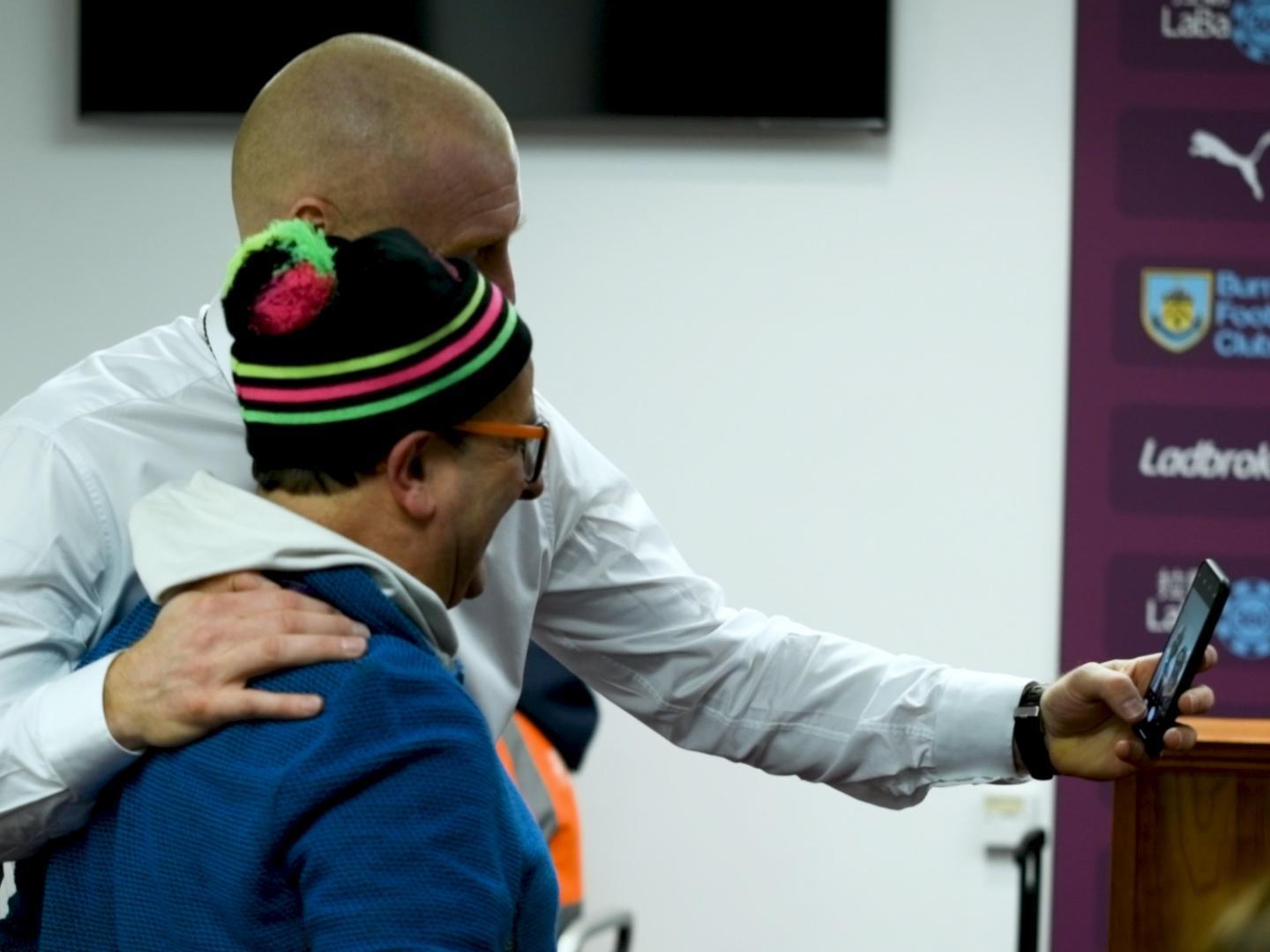 Sean Dyche poses with TV personality Timmy Mallett