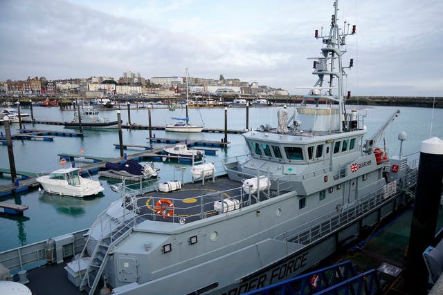 A UK Border Force vessel in Ramsgate Harbour, the proposed base for a new ferry service to Ostend after Brexit