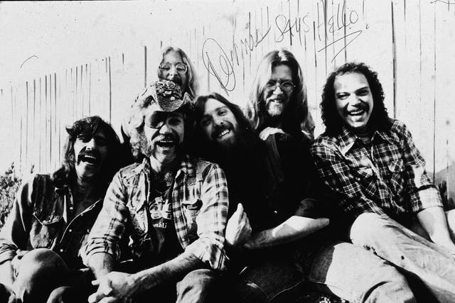 A 1979 promotional portrait of Dr Hook – (from left) Bill Francis, Ray Sawyer, Rik Elswit, Dennis Locorriere, Jance Garfat and John Walters. The picture is autographed by Locorriere and reads ‘Dennis Says Hello!’