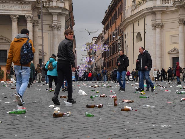 Piazza del Popolo square ahead of a Europa League match in December