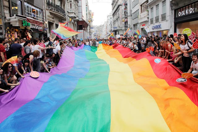Istiklal Street, Istanbul’s main shopping area, is packed during the 2013 Trans Pride Parade