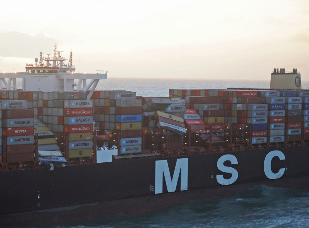 The container ship is suspected to have lost the cargo during an overnight storm in waters off the coastal border between Germany and the Netherlands
