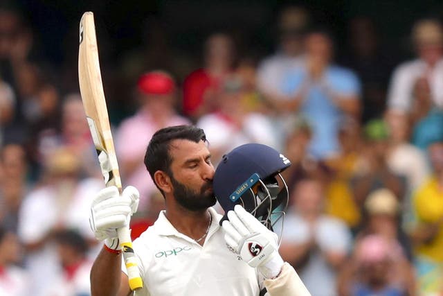 Pujara reached three figures for the third time in the series