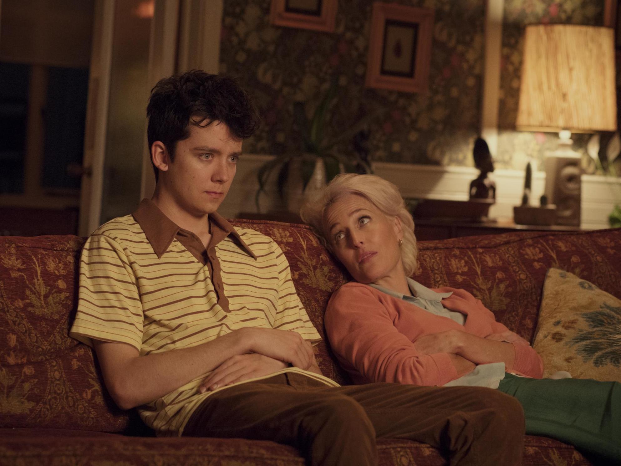 Asa Butterfield and Gillian Anderson in Sex Education