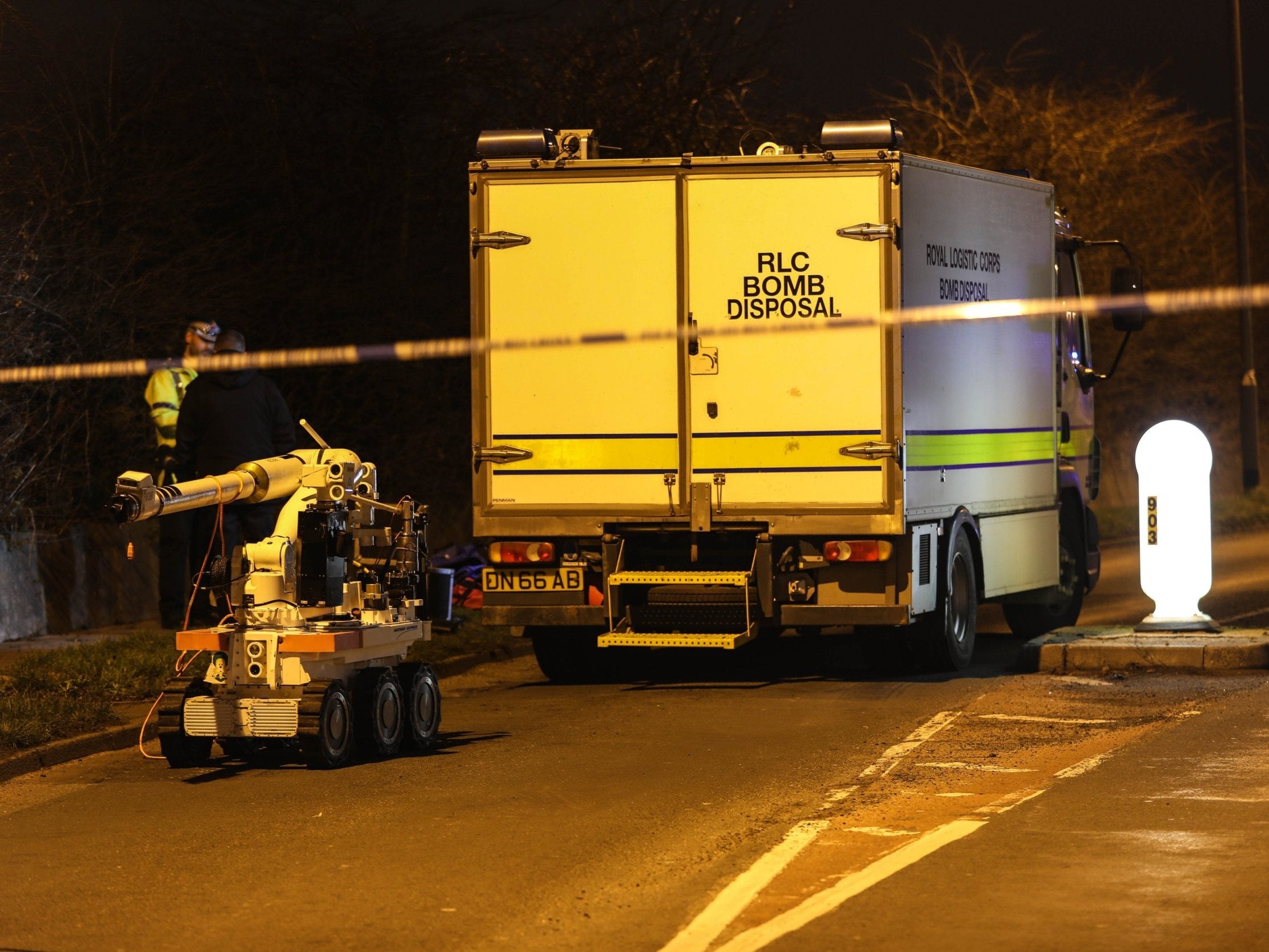 Bomb disposal officers at a home in Heywood, Greater Manchester, on 3 January