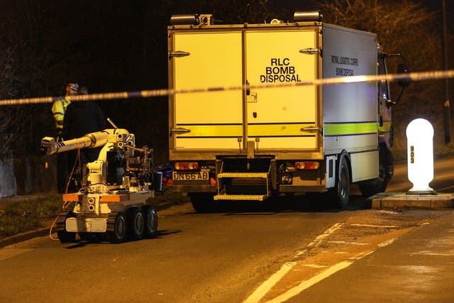 Bomb disposal officers at a home in Heywood, Greater Manchester, on 3 January