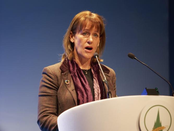 NFU president Minette Batters speaking at the Oxford Farming Conference
