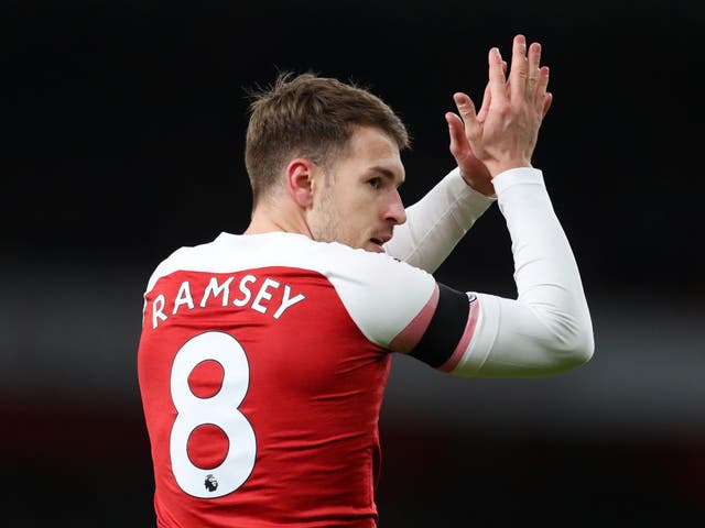 Aaron Ramsey of Arsenal celebrates
