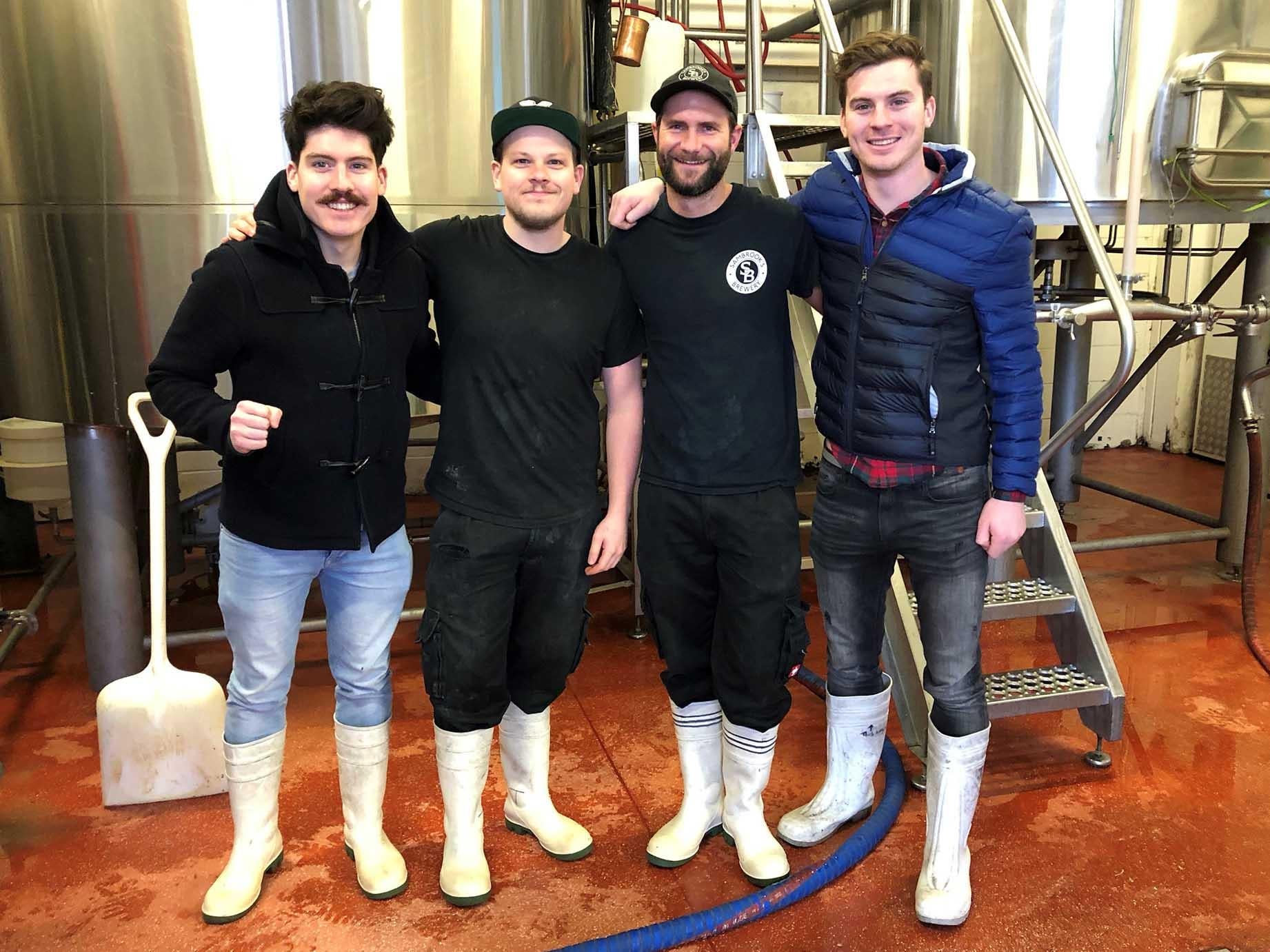 Tom (far left) and Chris (far right) Hannaway with their partner brewers at Sambrook’s