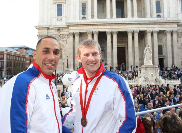 Tony Jeffries with James DeGale at the 2008 Olympic Heroes Parade in London