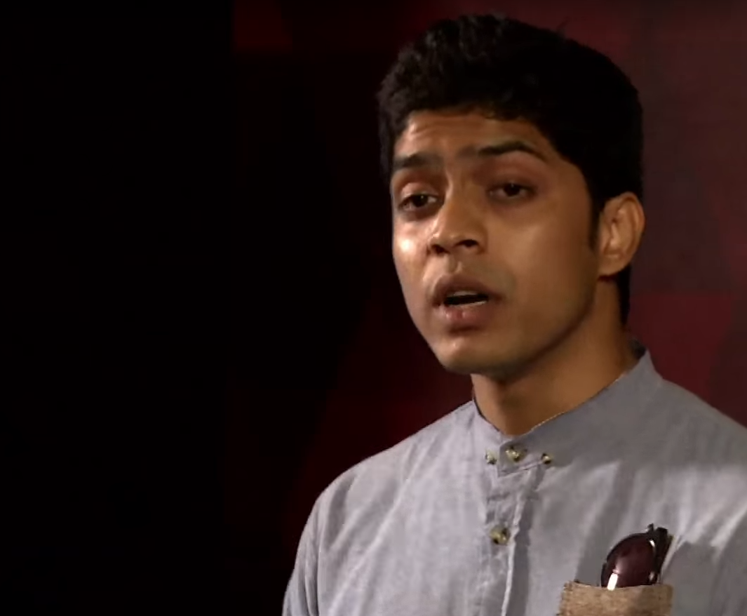 Varun Patra giving a talk at a TEDx event in May 2015