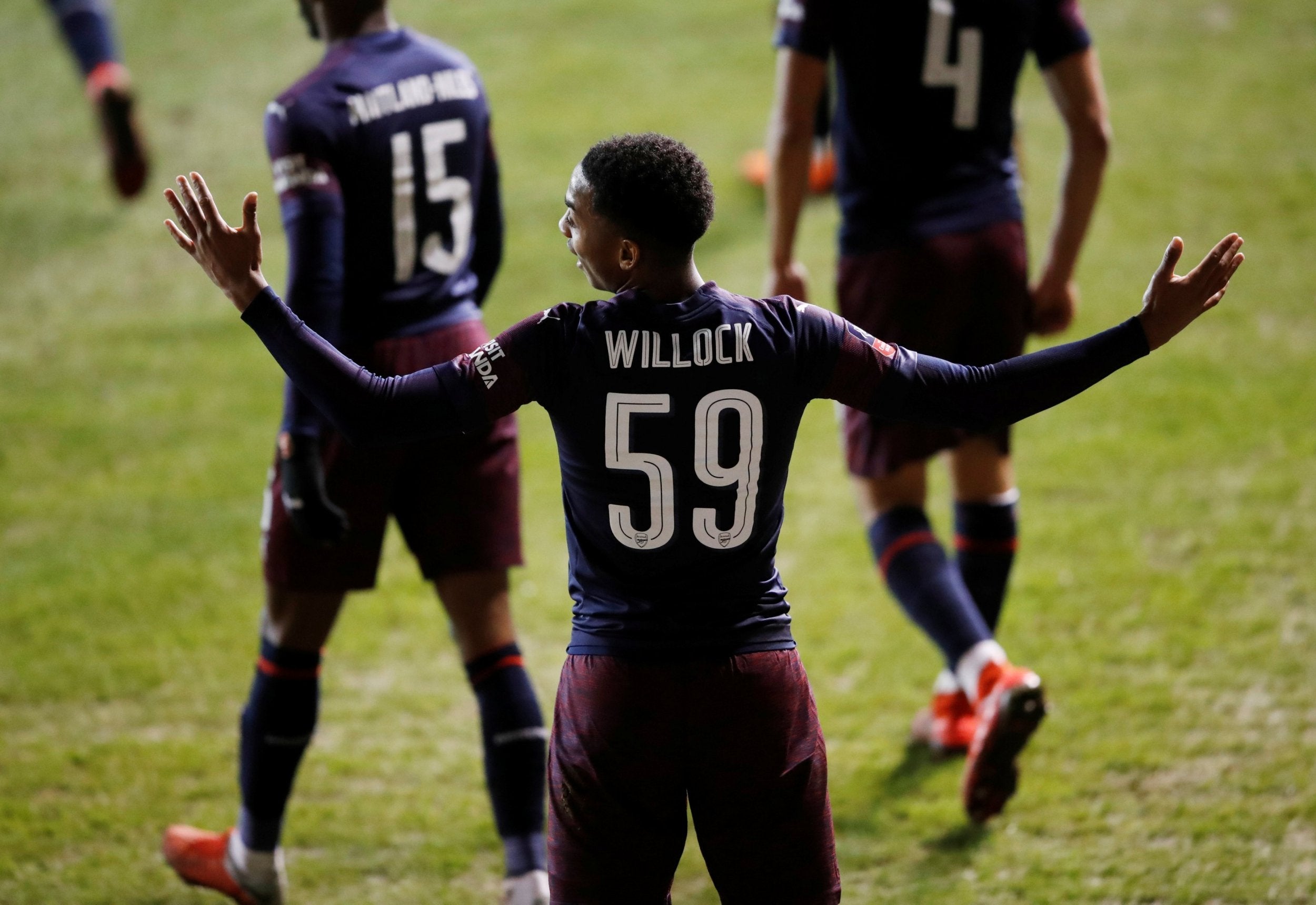 Willock celebrates after scoring his second