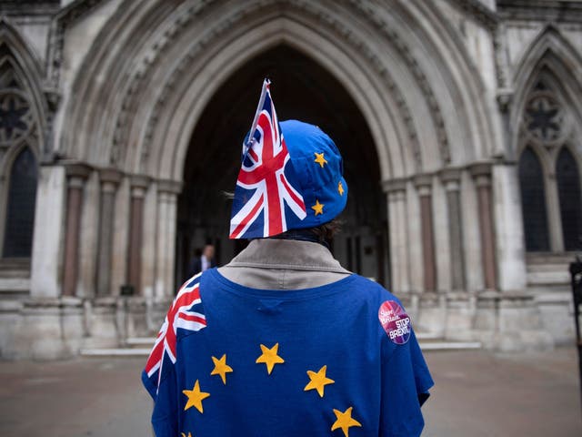Anti-Brexit campaigners protest outside High Court