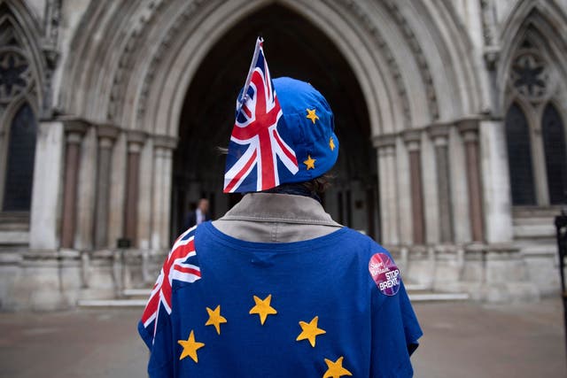Anti-Brexit campaigners protest outside High Court