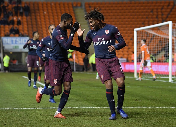 Alex Iwobi scored Arsenal's third after Joe Willock's brace