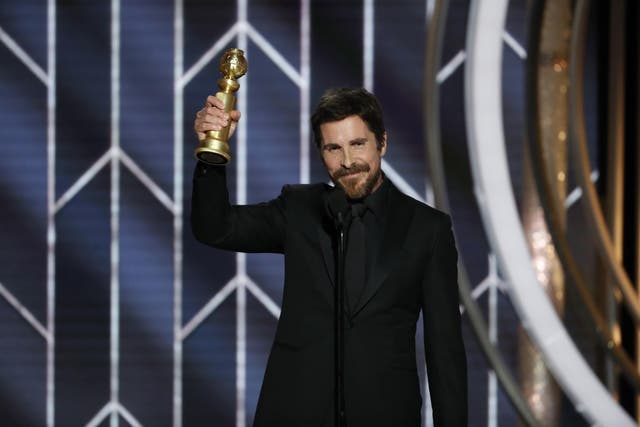 Christian Bale accepting the Golden Globe for best actor in a motion picture - musical or comedy