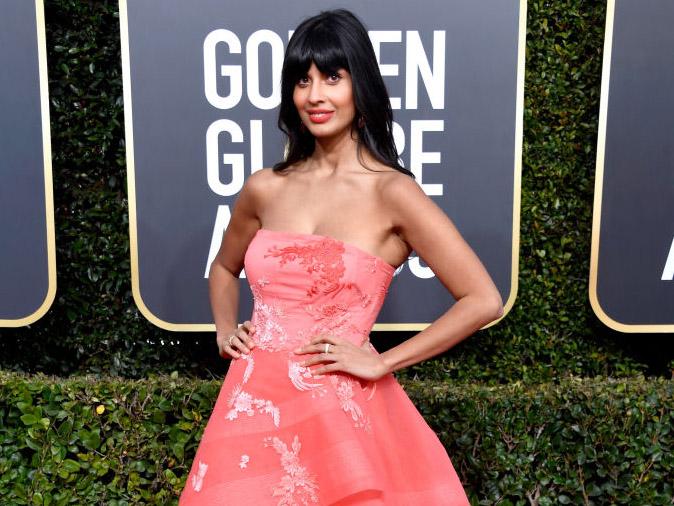 jameela jamil golden globes dress