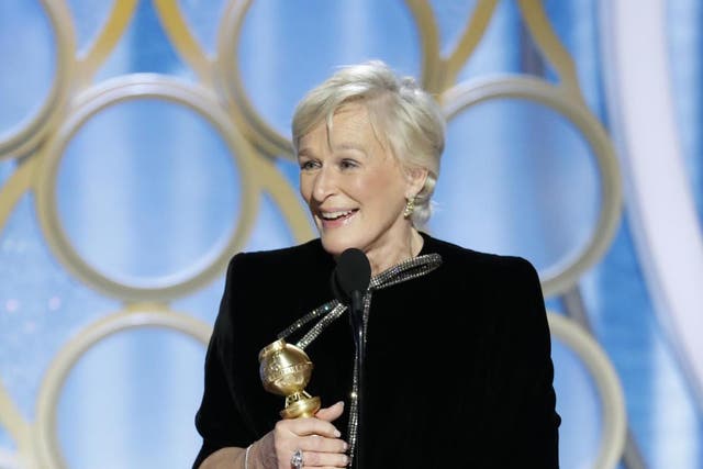 Glenn Close accepting her Golden Globe award for her role in 'The Wife'