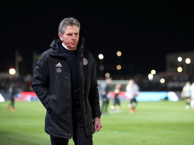 Leicester City manager Claude Puel leaves the touchline
