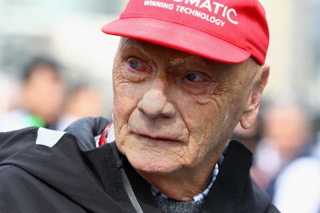Mercedes non-executive chairman Niki Lauda looks on
