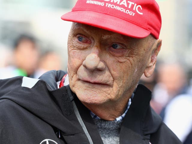 Mercedes non-executive chairman Niki Lauda looks on
