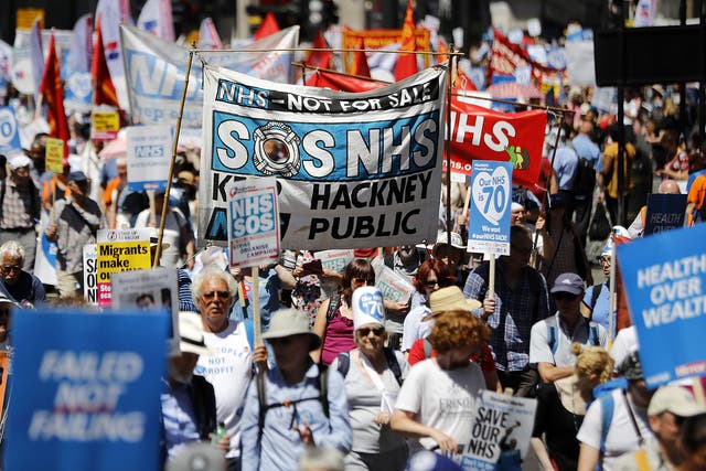 Celebration march through central London to mark the 70th anniversary of the NHS in the summer