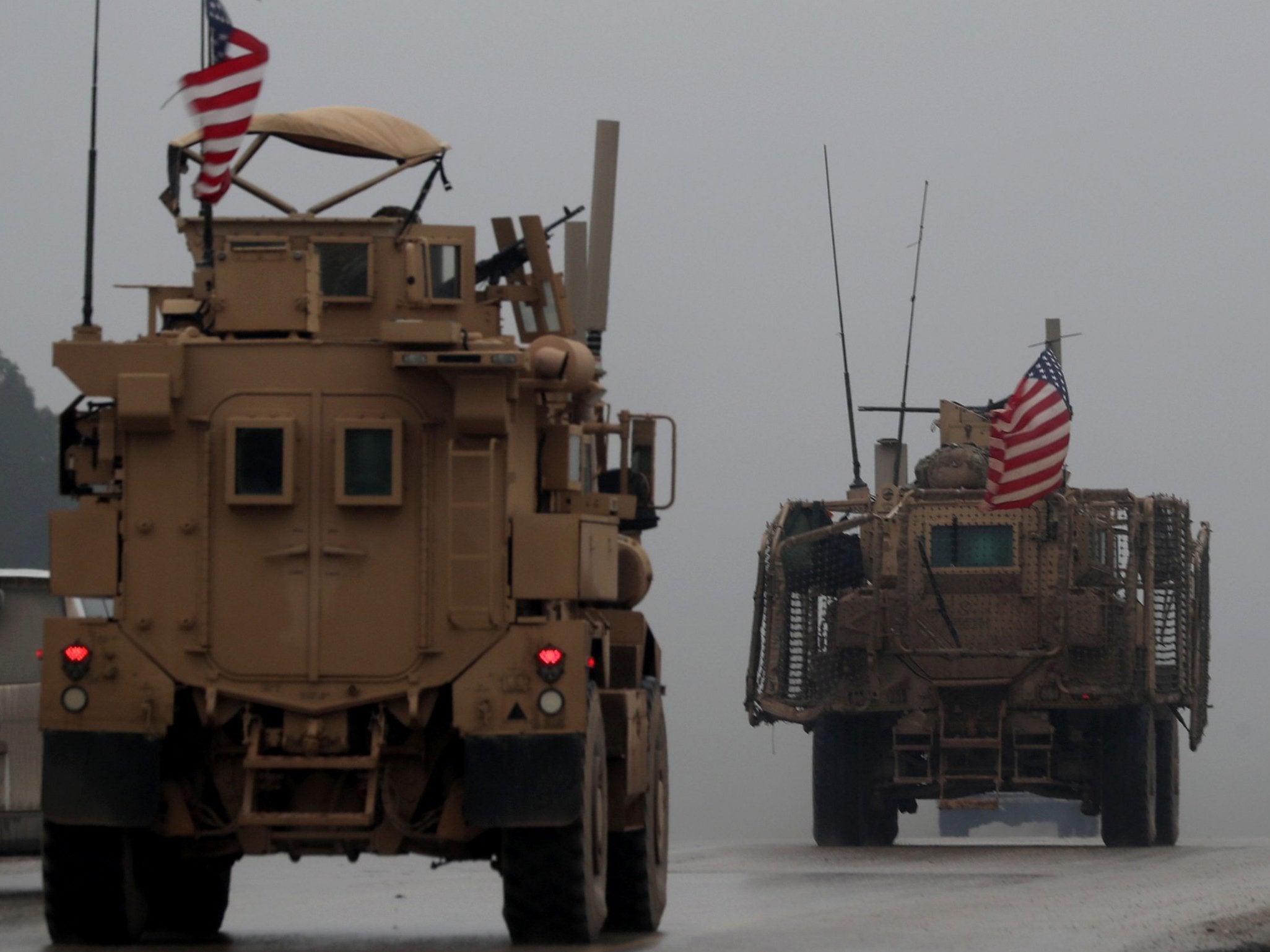 American troop transports near the northern Syrian city of Manbij