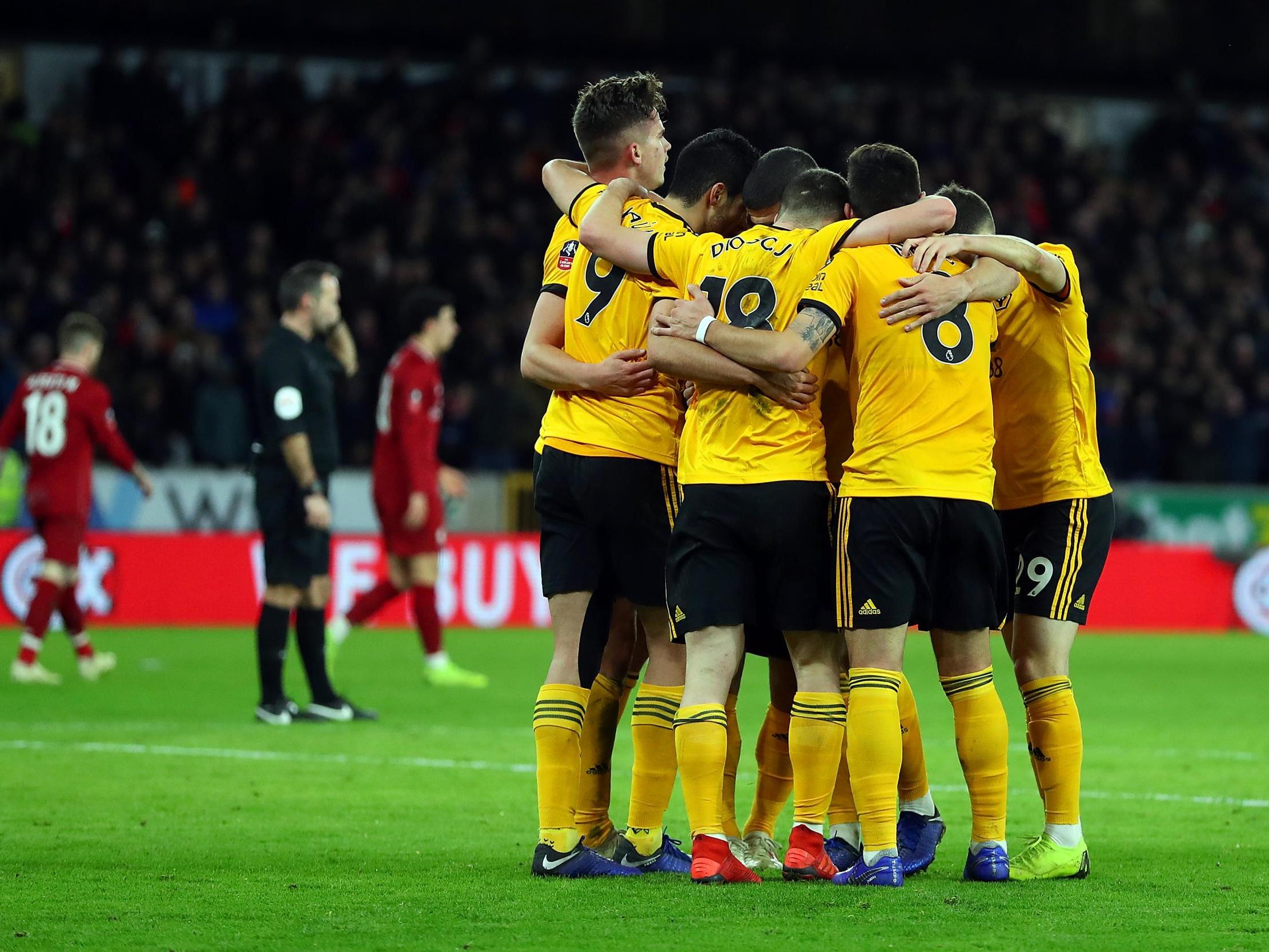 Wolves celebrate vs Liverpool