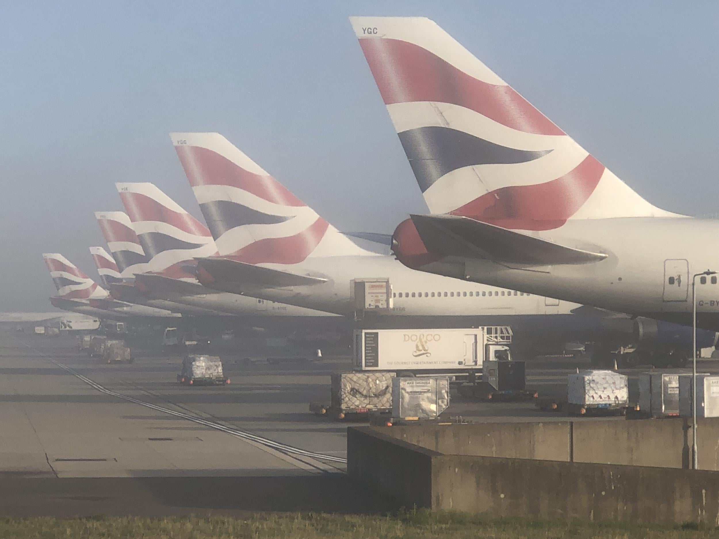 Waiting game: British Airways jets at Terminal 5 at Heathrow