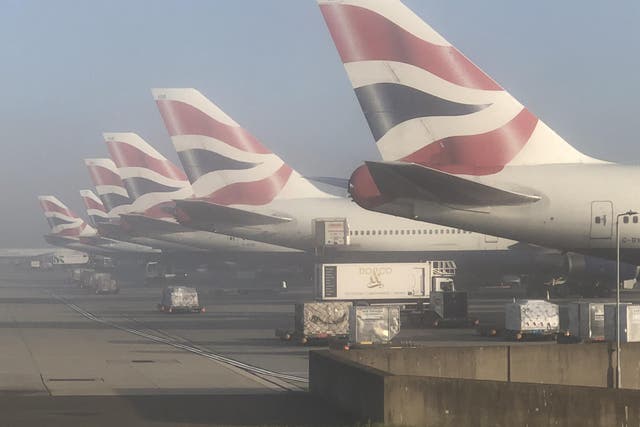 Waiting game: British Airways jets at Terminal 5 at Heathrow