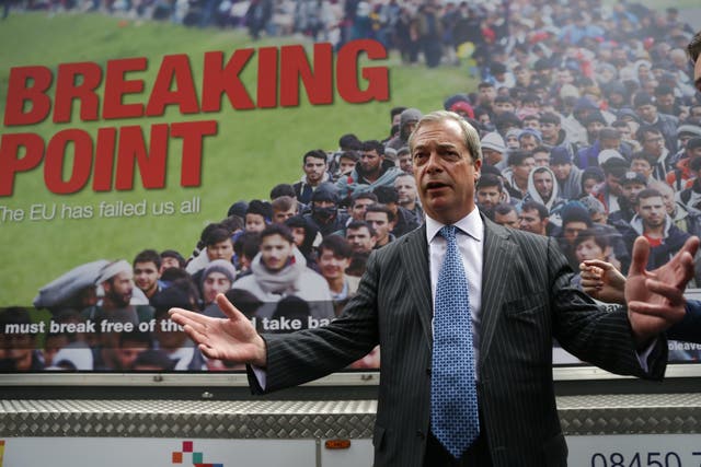 An anti-migrant poster unveiled by Nigel Farage was reported to the police in 2016 with a complaint that it incites racial hatred and breaches UK race laws