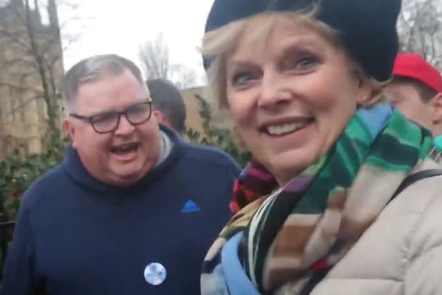 MP Anna Soubry being verbally attacked near parliament on 7 January 2019