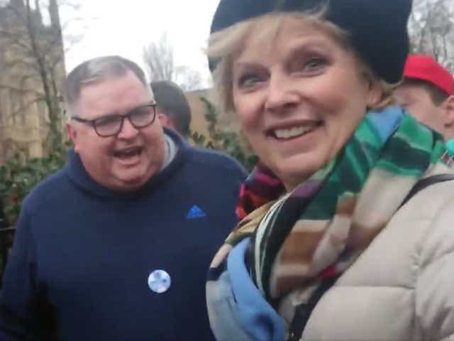 MP Anna Soubry being verbally attacked near parliament on 7 January 2019
