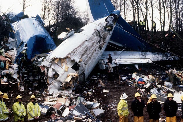 The Belfast-bound British Midland Boeing 737, which crashed on an embankment of the M1 at Kegworth on the approach to East Midlands Airport after suffering engine trouble on the night of 8 January 8 1989