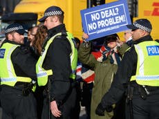 Far-right protesters swap yellow vests for Union Jack bobble hats