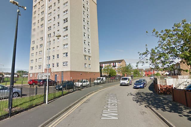 The man approached the mother and son as they sat in her Nissan Qashqai on Bradford court, just off Whitstable Road in Moston