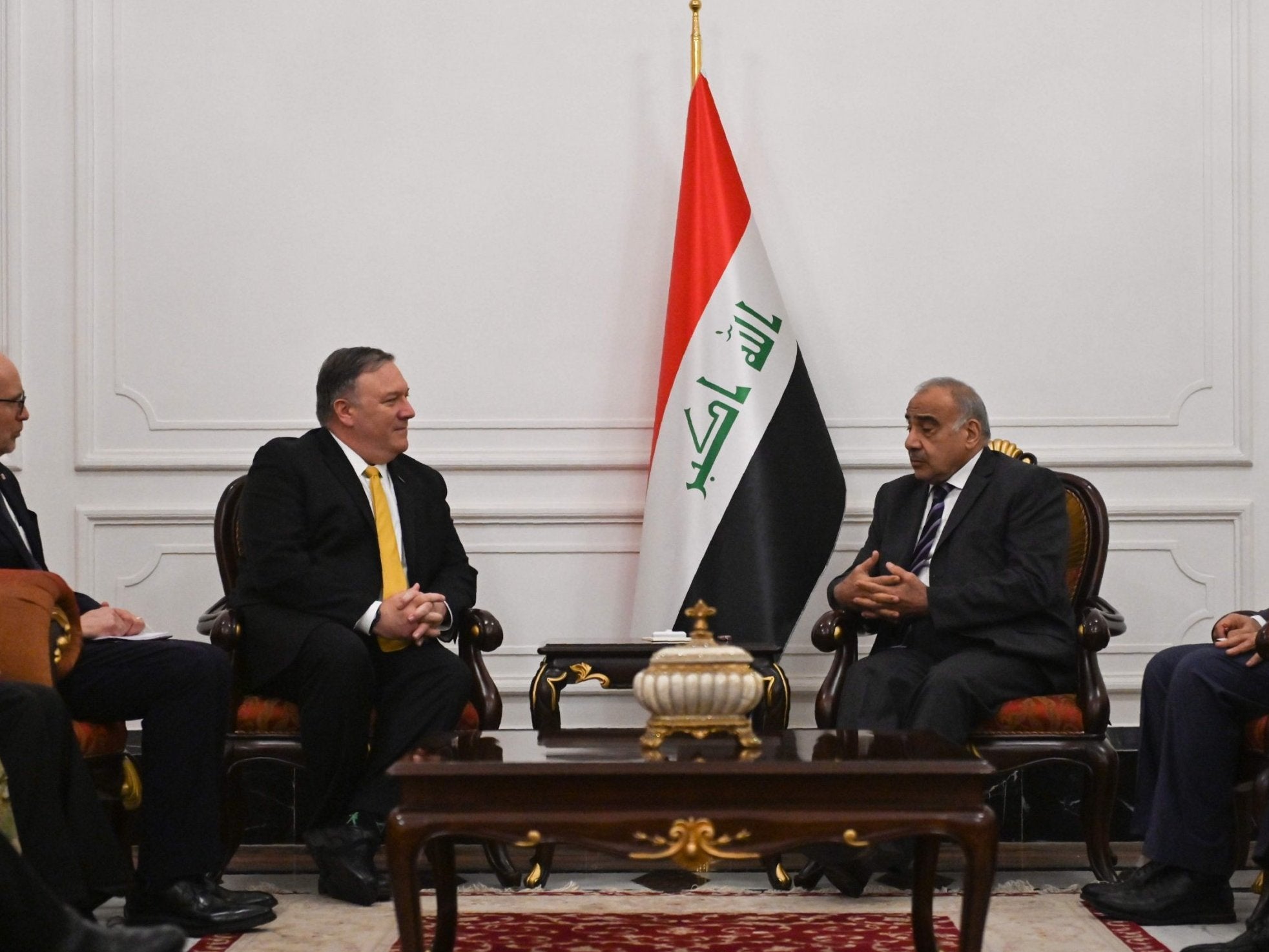 US secretary of state Mike Pompeo talks with Iraqi prime minister Adil Abdul-Mahdi in Baghdad