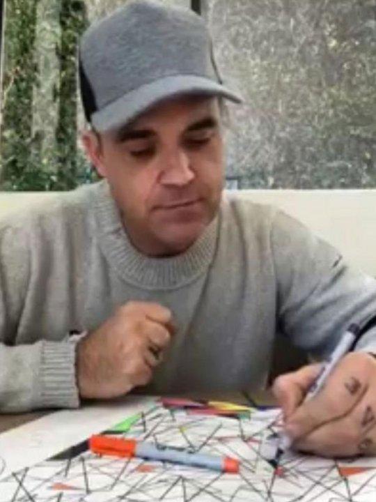 The singer started colouring during a recent Instagram live (Instagram: @robbiewilliams)