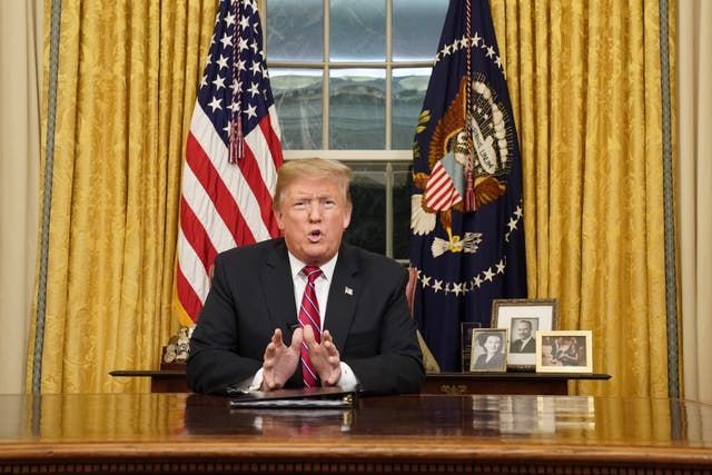 US President Donald Trump delivers a televised address to the nation on funding for a border wall