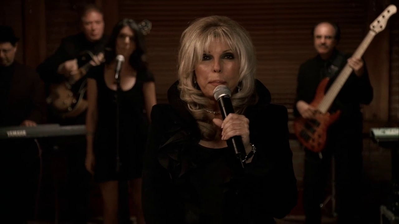 <b>Season six – part one, episode four</b>: "Chasing It" <p>

<i>The Sopranos</i> featured several surprising guest stars – Lauren Bacall, Sir Ben Kingsley, Annette Bening – but none were bigger for New Jersey than Nancy Sinatra, who plays herself and sings “Bossman” at the “making” ceremony for Phil Leotardo (Frank Vincent). <p>
Her younger brother Frank Sinatra Jr had appeared in season two episode “The Happy Wanderer” and their presence played as a joke about their father’s much-touted mob connections.