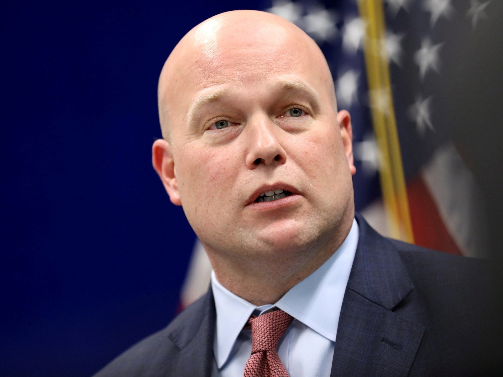 Then-acting attorney general Matthew Whitaker speaks to state and local law officials in Des Moines, Iowa, on November 14 2018. Now he is tapped to become US ambassador to NATO