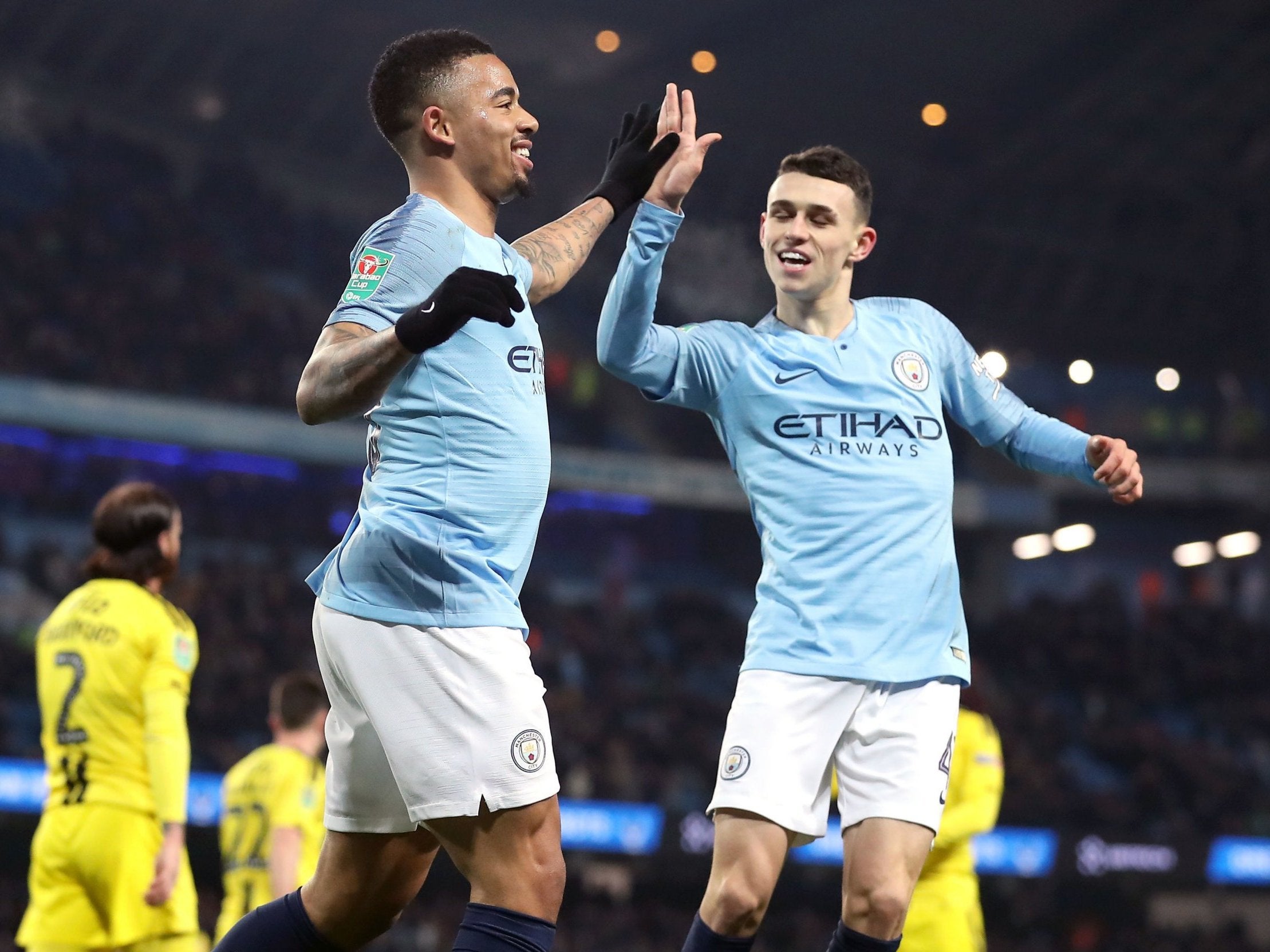 Phil Foden scored his second goal at the Etihad in a matter of days