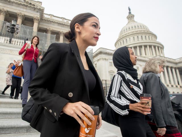 Alexandria Ocasio-Cortez pictured on the East Front Capitol Plaza on Capitol Hill in Washington DC, 4 January