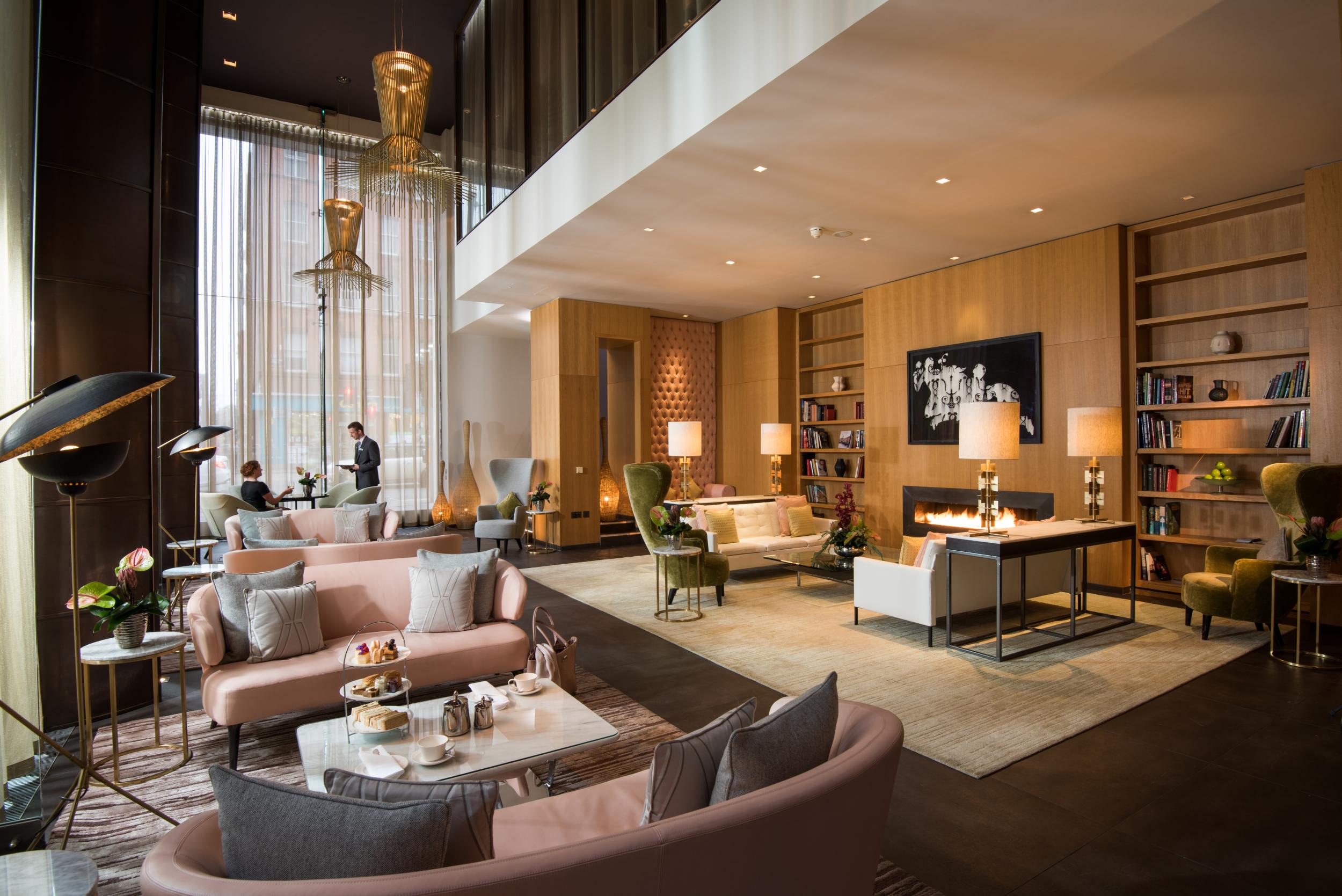 Shelter from the cold in the cosy confines of The Fitzwilliam's lobby