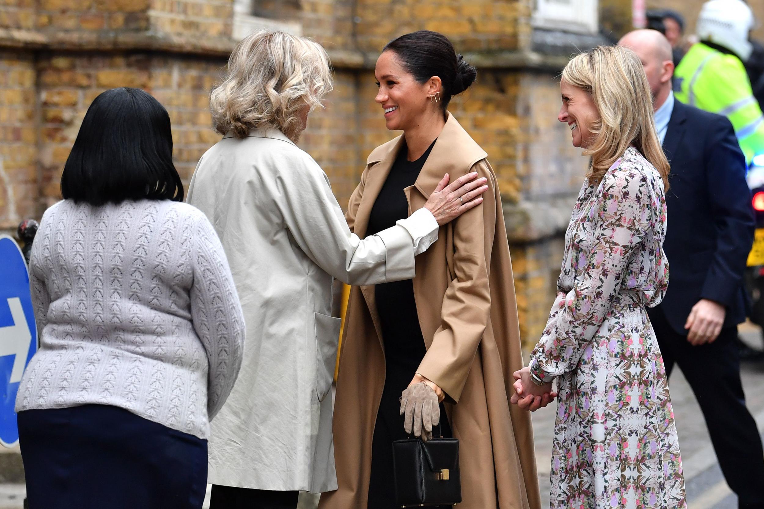 The Duchess of Sussex is greeted as she arrives at St Charles hospital in west London to visit Smart Works on 10 January