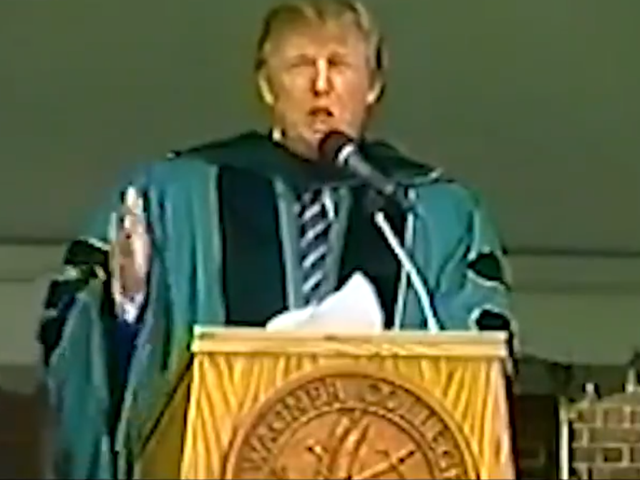 Donald Trump speaks out against walls during commencement address